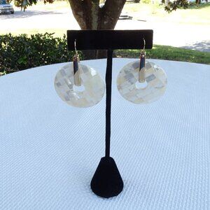 RLM Runway Earrings Gold Tone Mother of Pearl Couture Earrings